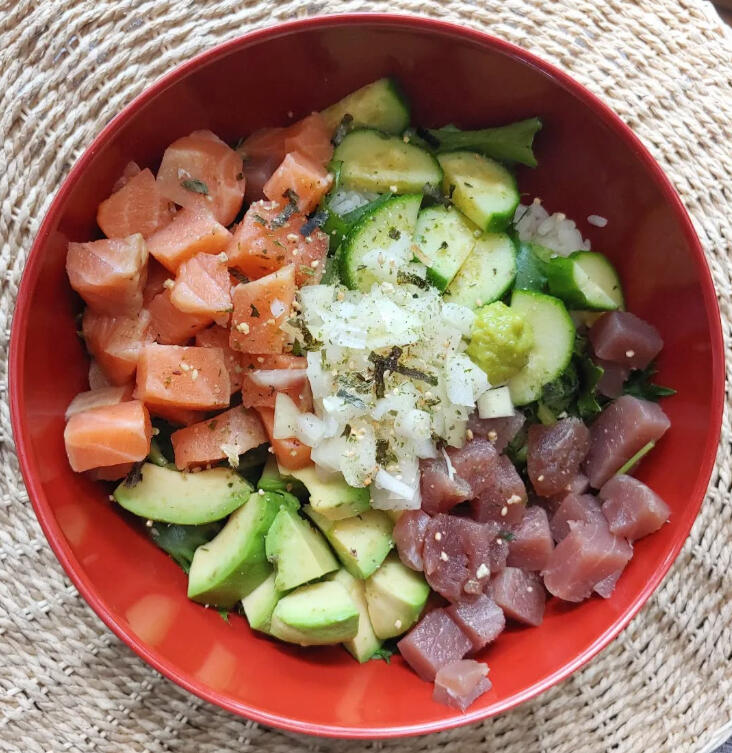 Salmon and tuna poke